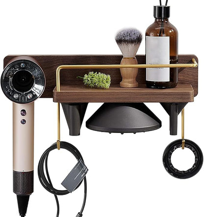 CATOOMUU for Dyson Supersonic Hair Dryer Wall Mount Stand Holder, Blow Dryer Accessories and Attachments Organizer Storage Rack, Wood