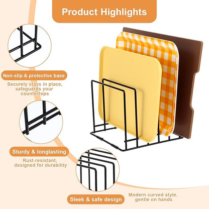 Nodaaiie 2-Pack Steel Cutting Board Organizer, Bakeware Organizer Rack, 5-Slot Baking Sheet Organizer Rack for Kitchen Storage, for Cutting Boards, Cookie Sheets, and Baking Pans, 8.7" x 7.4" x 6.3"