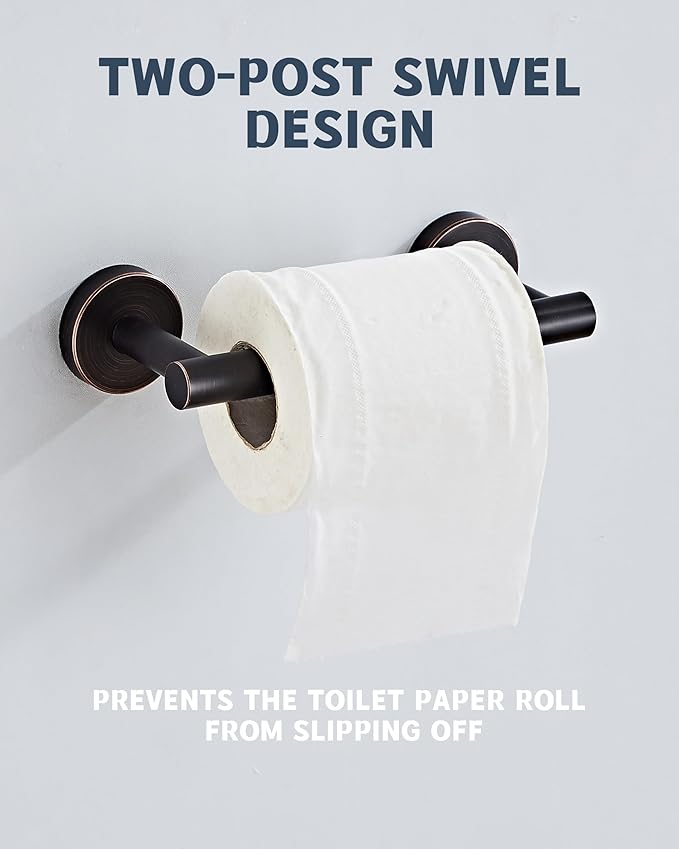 Bronze Toilet Paper Holder SUS304 Stainless Steel Double Post Pivoting Toilet Paper Roll Holder Wall Mounted Toilet Tissue Holder for Commercial Bathroom RV Oil Rubbed Bronze