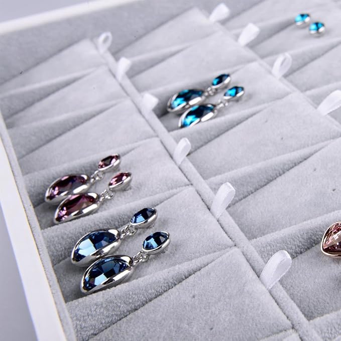 Oirlv Velvet Stackable Jewelry Tray 32 Grids Earrings Organizer Display Showcase Jewelry Storage trays