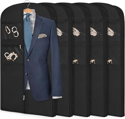 43" Garment Bag for Travel for Hanging Clothes Storage Hanging Suit Cover with Zipper and Accessory Storage for Coats, Dresses, Suits