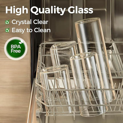 ComSaf Glass Storage Containers with Lids, 1.2 Qt Glass Jars with Lids, Clear Food Storage Jar, Canister For Pantry Cookie Flour Cereal Rice Sugar Tea Coffee Beans Spice, Square Set of 4