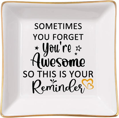 Spegiffu Birthday Gifts for Women Jewelry Dish - You are Awesome Gift for Best Friends Female Coworker Mom Mother's Day Christmas Retirement Valentines Gifts for Her