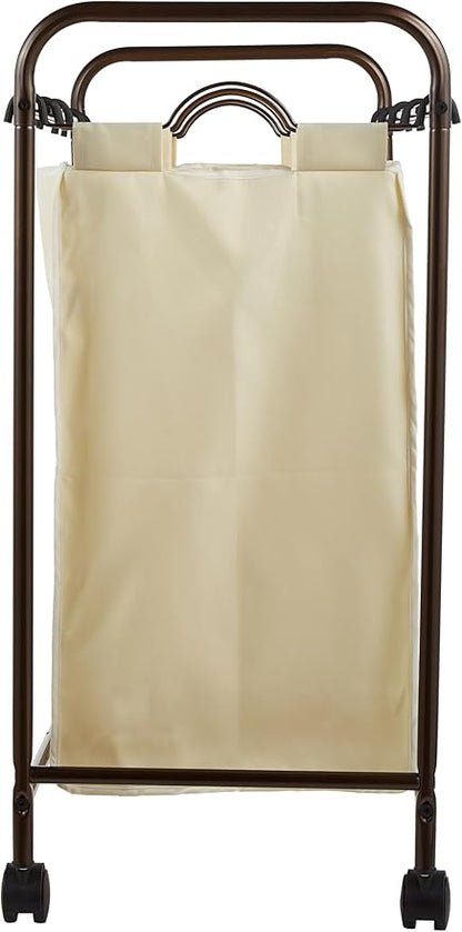 Household Essentials 7173 Rolling Quad Laundry Sorter with Removable Hamper Bags | Antique Bronze Frame
