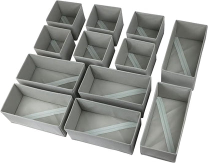 Drawer Organizer Clothes, Foldable Fabric Dresser Organizer Closet Organizers and Storage Box for Underwear,Folded Clothes,Baby Clothing,Socks,Bra,Towels,Ties(6M+6S,Gray)