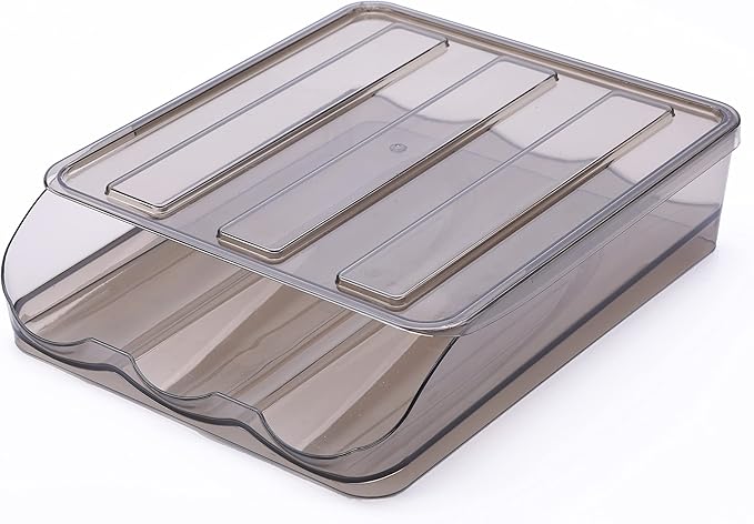 OnDisplay Stackable Acrylic Gravity Egg Tray Holder for Fridge - Food-Safe PET Refrigerator Storage Bin for Eggs (Brown, Single Tray)