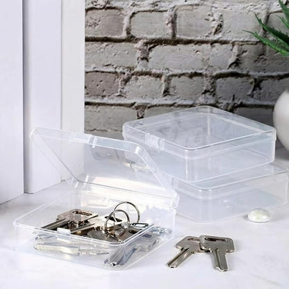 SATINIOR 24 Packs Small Clear Plastic Beads Storage Containers Box with Hinged Lid for Storage of Small Items, Crafts, Jewelry, Hardware (3.7 x 3.7 x 1.18 Inches)