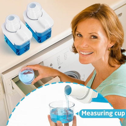 Laundry Detergent Dispenser-2 Pack, 37 oz Detergent Dispenser with 4 Removable Labels, Laundry Soap Dispenser for Laundry Room Organization and Storage, BPA Free & PET Plastic Clear