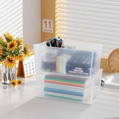 4-Pack Plastic Organizer Bins, Large Open Pantry Storage Organizing Bin, F