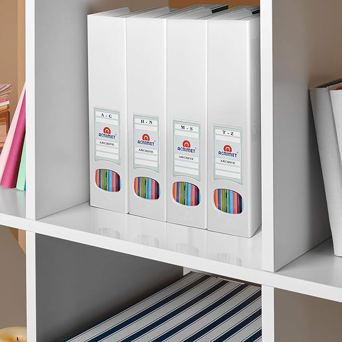 Acrimet Magazine File Holder – Vertical Rack for Documents, Folders and Mail, Durable Plastic Desk Organizer for Office & Home, White (2 Pack)