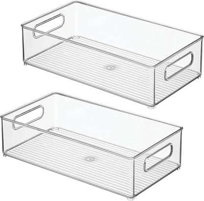 iDesign Stackable Fridge Bin - Storage Bin for Freezer or Pantry, Set of 2, Clear, Made in USA