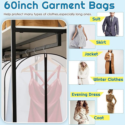 Amylove 20 Pcs 72/60/40 Inch Clear Garment Bags for Hanging Clothes, Dress, Gown, Coat & Suit Storage Bags with Zipper - Dustproof Cover for Closet Clothes Storage Travel(24 x 60 Inch)