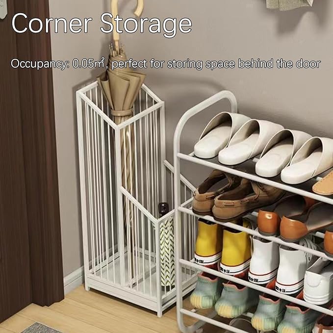 Indoor Metal Umbrella Stand，Umbrella Storage，Tall Metal Standing Umbrella Holder，Umbrella Holder for entryway，for Hotel，Offices，Home，Commercial(White,25 * 20 * 62cm/10 * 8 * 24.4in)