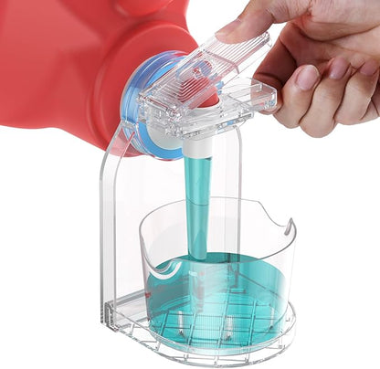 Clear Laundry Detergent Dispenser Cup Holder & Nozzle Force-Saving Switch, Drip Catcher, Soap Dispenser, laundry room organization decor (1 Pack)