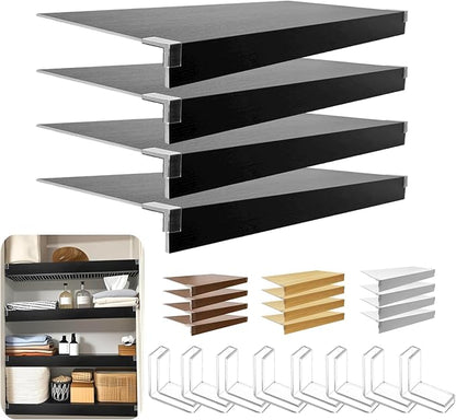 Wire Shelf Cover, Wire Rack Covers for Pantry,4 Pcs PVC Wood-Look Faux Wood Shelf Liners,24x16 Inch,0.24 inch Thick for Home and Kitchen Organization