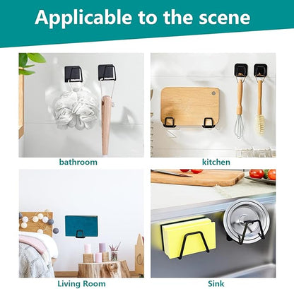 Telivava Sponge Holder for Kitchen Sink (4 Pack), Strong Adhesive, SUS304 Stainless Steel, Waterproof & Quick Drying - Black