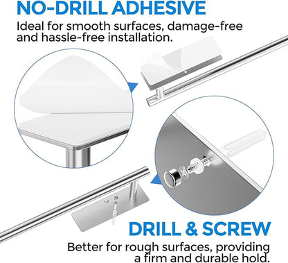 zaa Paper Towel Holder - 2 Pack Under Cabinet Paper Towel Holder, Fits Mega Paper Towel Rolls, Wall Mount Rack for Kitchen, Bathroom, RV, Adhesive or Screw Installation, Silver