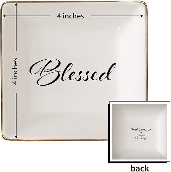 Simply Charmed Blessed Ceramic Jewelry Dish or Ring Holder - Religious Gift for Easter, Confirmation or Baptism
