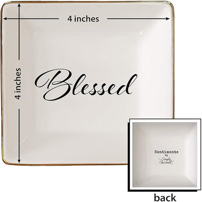 Simply Charmed Blessed Ceramic Jewelry Dish or Ring Holder - Religious Gift for Easter, Confirmation or Baptism