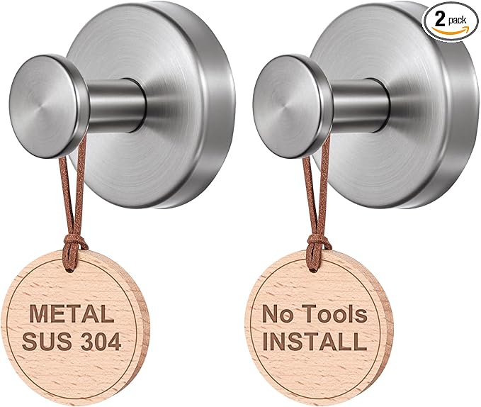 PZTO Suction Cup Hooks:Metal Hanger,for Galss Window Door & Tile Wall,Shower Bathroom Towel Holder Hanging Hook, 2 Pack (Brushed Silver)