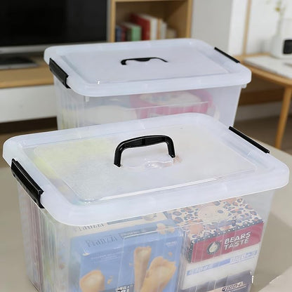 Zopnny 25 Quart Clear Storage Bin with Handle, Plastic Storage Latch Box with Lid, 4 Pack