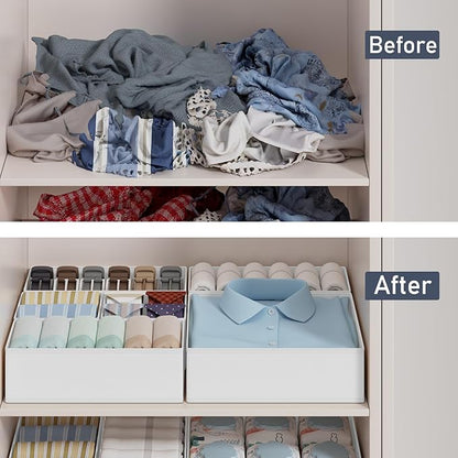 DIMJ Drawer Organizer Clothes Storage - 18 Pack Baby Dresser Organizer for Nursery, Foldable Closet Drawer Organizer Bins for Bedroom Organization, Fabric Storage Dividers for Socks, Underwears, Bras