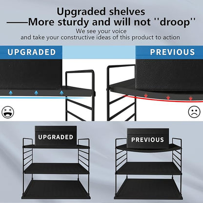 Adjustable Pantry Organizers and Storage - Steel Wire & Plastic Saran Wrap Holder, Black, 10.75 in x 12 in x 9.25 in