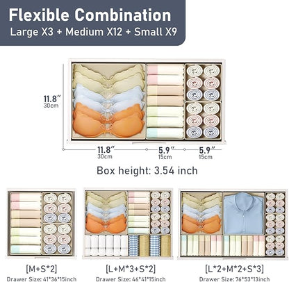DIMJ Drawer Organizer Clothes Storage - 18 Pack Baby Dresser Organizer for Nursery, Foldable Closet Drawer Organizer Bins for Bedroom Organization, Fabric Storage Dividers for Socks, Underwears, Bras