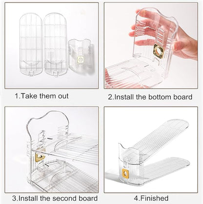12Pack Shoe Slots Organizer for Closet Shoe Stacker Shoe Rack Organizer for Closet Space Saver Storage Shoe Holder Organization (Clear)