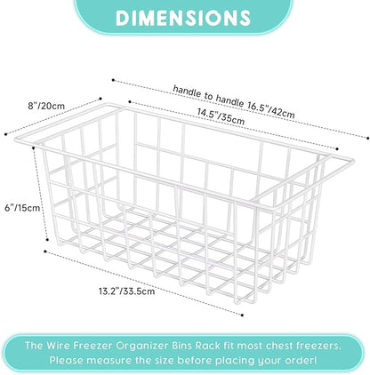 2Packs 16.5 inch Chest Freezer Organizer, Refrigerator Organizer Bins, Freezer Baskets with Handles, Metal Wire Baskets for Snacks, fruits, Potatoes, Meat