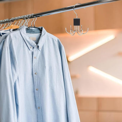 Belt Hanger for Closet Multi-Purpose 360° Rotatable Tank Top Hanger Tie Organizer for Closet Purse Holder for Closets Space-Saving Storage for Belt Bra Hat Tank Top Tie Scarf Purse (2PCS)