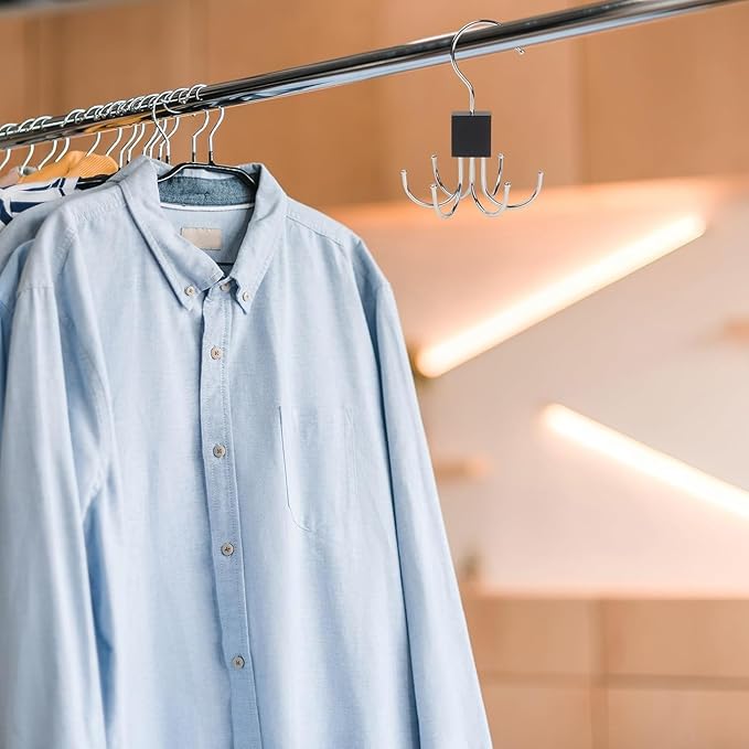 Belt Hanger for Closet Multi-Purpose 360° Rotatable Tank Top Hanger Tie Organizer for Closet Purse Holder for Closets Space-Saving Storage for Belt Bra Hat Tank Top Tie Scarf Purse (1PCS)