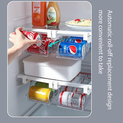 Fridge Drawer Can Organizer, Clear Soda Can Organizer Fridge Organizer Bins Drink Organizer For Fridge or Countertop, Soda Can Dispense Plastic Dispenser Bin for Refrigerator Organizing(#1)
