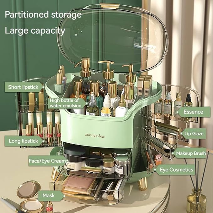 Omeily Upgrade Large Makeup Organizer Countertop Vanity Organizer Cosmetic Organizer Makeup Storage Box Bathroom Counter Organizer Perfume Skincare Organizers Gift Women Clear Design Easy Visibility