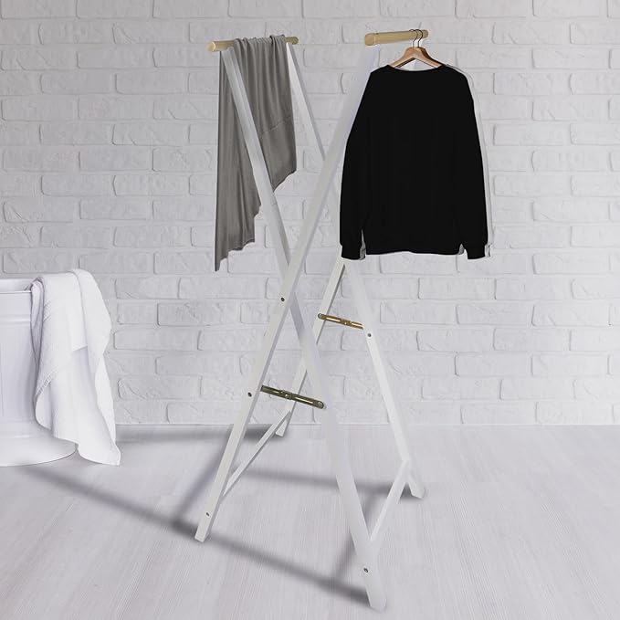Casual Home Solid Wood Folding Clothing Garment Laundry Drying Rack, 20.5" W x 23" D x 60" H