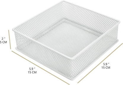Annova Mesh Stackable Drawer Cabinet and Shelf Organizer Bins Storage Basket School Office Supply Holder Tray- Set of 2 (White, 6x6x2 Inch)