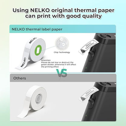 Nelko Label Maker Machine with Tape, P21 Bluetooth Label Printer, Wireless Mini Label Makers with Multiple Templates for School Office Home, Black