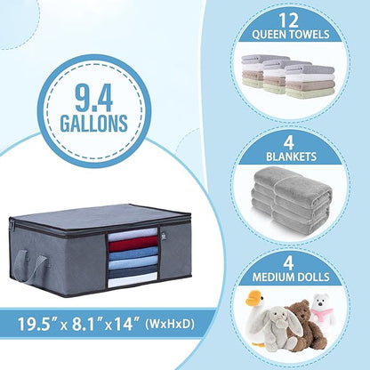 VENO 3 Pack Medium Clothes Blanket Storage Bag, Christmas Ornament Storage Container Bins for Holiday Decor for Comforters Bedding, Foldable with Sturdy Zipper, Handle, Clear Window (9.5 Gallon)