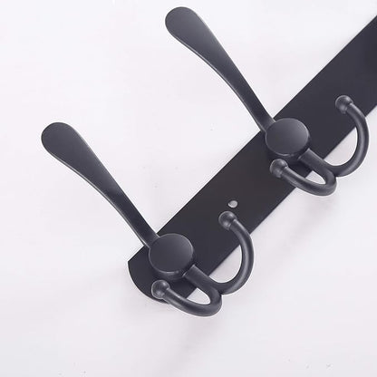 WEBI Coat Rack Wall Mount,5 Tri Hooks for Hanging,Coat Hooks Wall Mount,Hook Rack Rail,Coat Hanger Wall for Jacket,Clothes,Hats,Black,2 Packs