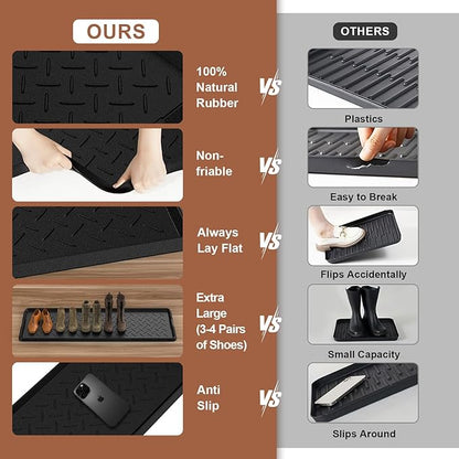 Extra Large Heavy Duty Boot Natural Rubber Shoe Mat for Entryway with Shoes Brush Large Boot Mat Multi-Purpose for Indoor or Outdoor, 16.1x 47.6 Inches 1
