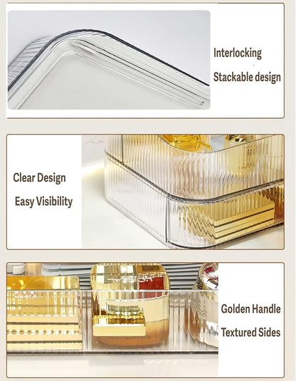 Decorcode Stackable Clear Plastic Organizer Drawer | Organize Eyeshadow Palettes, Cosmetics, and Beauty Supplies on a Vanity