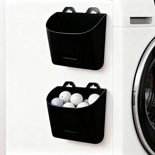 Novabright 2 Pack Magnetic Lint Bin for Laundry Room Trash Silicone Can for Dryer Kitchen Fridge, or Other Metal Surface Organizer Box(Black)