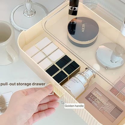 Decorcode Stackable Plastic Organizer Big & Spacious Drawer | Organize Eyeshadow Palettes, Cosmetics, and Beauty Supplies on a Vanity. White