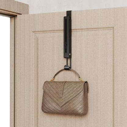 NiHome Foldable Over-The-Door Hook for Travel, Business Trips, Vacation, No Drill Installation Space-Saving Organizer, Portable Hanger Extra Hanging Space for Bathroom, Closet, Bedroom (Black, 1PC)