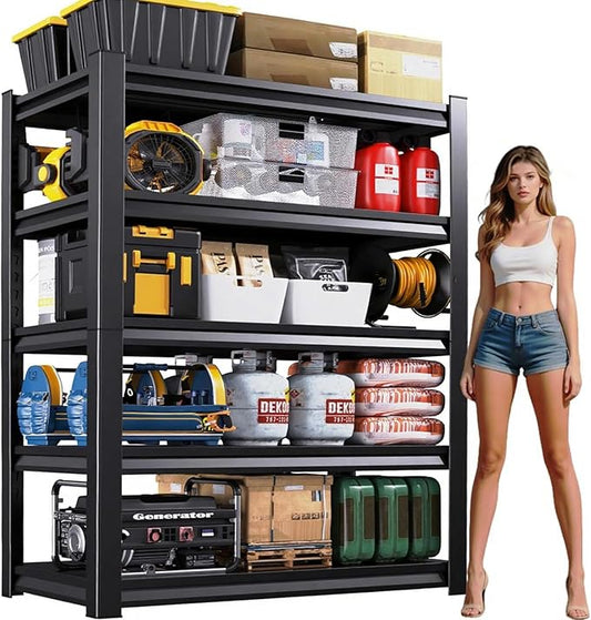 72" H Garage Storage Shelves 5-Tier,Garage Storage System Shelves Adjustable 2000LBS,Storage Shelving for Basement,Pantry,Kitchen,Warehouse, 72''H x 36''W x 16''D