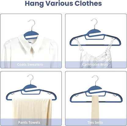 Heavy Duty Plastic Hangers 50 Pack with Non-Slip Design,0.2 Inches Thick,360°Swivel Hook Space Saving Organizer for Bedroom Closet,Shirts,Pants,Strong Enough for Coat(Nacy- S Shaped)