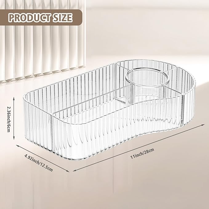 BVGDGSD Clear Makeup Organizer Countertop for Vanity Acrylic Skincare Storage and Make up Organization for Desk Cosmetic Display Case and Makeup Brush Holder for Bedroom,Bathroom,5 Compartments