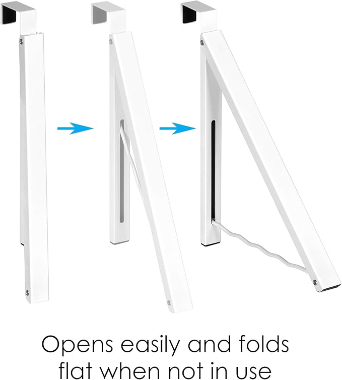 HOLDN’ STORAGE Over The Door Hanger - Single Foldable Rack Organizer for Hanging Clothes, Coats & Towels, Ideal for Dorm Rooms, Laundry, Bathrooms, Etc - Holds up to 20 LBs - White (2 Pack)