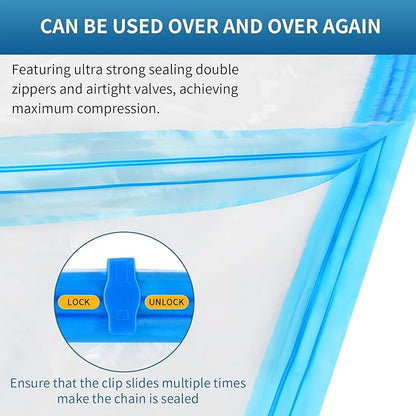 HOTBAG Large Vacuum Storage Bags with Electric Pump 25Pack(5 Jumbo/5 Large/5 Medium/5 Small/5 Roll) Vacuum Seal Bags For Clothing Travel Packing,Blanket,Duvets,Pillows,Comforters