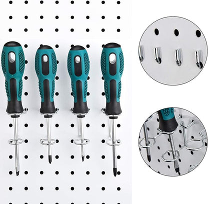 12 Pieces Screwdriver Organizer Tool Holders Multi-Tool Holder Double-Ring Tool Holders Pegboard Accessories Household Tools Organizer Racks Storage System Hand Tools for Kitchen, Garage, Workbench